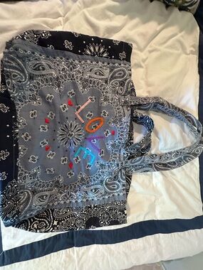 CALL IT BY YOUR NAME Bandana- maxi Cabas Bag with Colorful 'LOVE' Embroidery